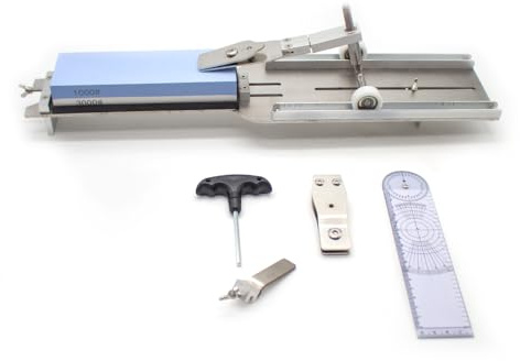 Toplionace Affilacoltelli ad Angolo Fisso per Lavello, Supporto per Affilare i Coltelli Interamente in Metallo Smerigliatrice per Forbici per Coltelli da Cucina Regolabile Antiscivolo