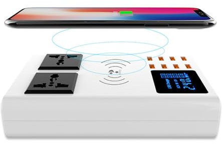 Multi 8 Port Charger,8A Quick Charge Adapter Home USB HUB Wireless Charger Charging Station for Smartphones, Tablets, Cameras