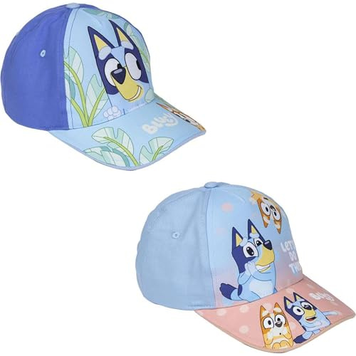 CERDÁ LIFE'S LITTLE MOMENTS Bluey barnkeps med visir - blå färg - 51 cm storlek - tillverkad av 65% bomull och 35% polyester - blått tryck - originalprodukt designad i Spanien, Blå, one size