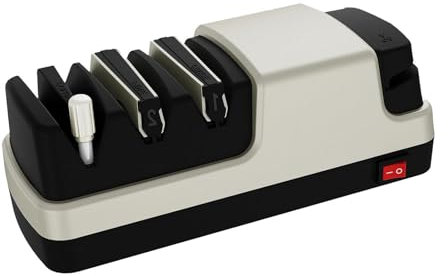 Affilacoltelli Professionale Elettrico, 4 in 1 Affilacoltelli Manuale, Con Abrasivi Diamantati Al 100% E Guide Angolari Di Precisione Affilatore Coltelli Professionale,Silver