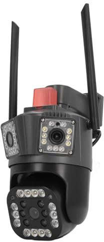 Telecamera di Sicurezza per Esterni a 3 Obiettivi, Telecamera di Sorveglianza WiFi per Esterni con Tracciamento Automatico 110‑240 V Visione Notturna a Colori per la Casa (Spina