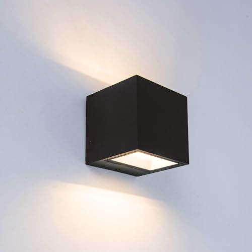 LUTEC Moderne LED-Außenwandleuchte, Innen- und Außenwandlampe aus rostfreiem Aluminium, Außenwandlaterne mit kaltweißem Licht 850 lm, 3000 K, wasserdicht für den Eingangsbereich