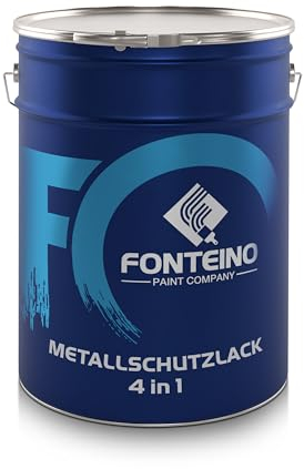 Fonteino Metallschutzlack 3in1 Metalllack Metallfarbe Grundierung Rostschutzfarbe Decklack - Weiss (White Glossy) 5L