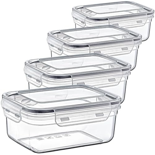 LIVINJA Frischhaltedosen 4er Set 1800ml, Luftdicht mit Clickverschluss, Transparent Vorratsdosen auslaufsicher ohne schädliche Inhaltsstoffe, Ideal für groÃŸe Mengen, BPA-frei und sicher