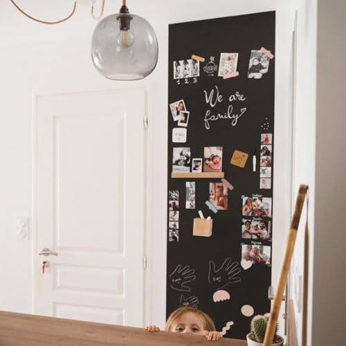 FERFLEX - Kit de papel pintado magnético clásico - Versión adhesiva permanente - Pizarra limpiable - Decoración mural - 8 imanes plateados incluidos - 2,60mx60cm