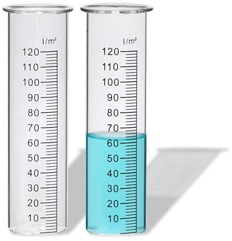 JUJOYBD 2X Ersatzgläser für Regenmesser, Glas mit Skala in l/m², Ersatz-Zylinder, Niederschlagsmesser, Messglas, Glaszylinder