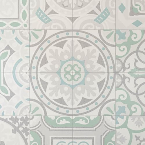 Antique Patterned Tiles Magic Vinyl Flooring 2.8mm Thick Lino Roll Bathroom Kitchen (2m Wide x 2.5m Long)