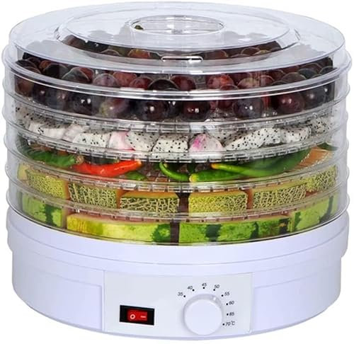 Déshydrateur Alimentaire 350 W 5 Couches, Déshydrateur De Fruits Secs Domestique, Contrôle De Température Réglable 35-48 °, avec Cinq Plateaux, for Fruits, Légumes, Viande, Champignons