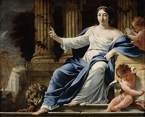 ARToPHIIU Berühmte Gemälde Abstrakte Leinwand Kunst Vintage Wandbild Polyhymnia Muse der Eloquenz von Simon Vouet Leinwand Wandbilder für Schlafzimmer Home Decor 60x90cm