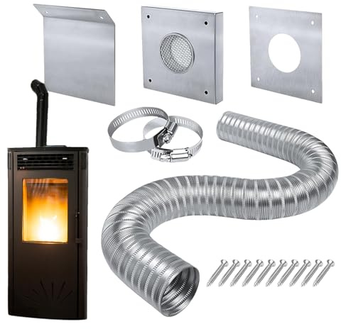 Pellet Stove Ventilation Kit, Fireplace Vent Pipe for Efficiency, High-Performance Air Intake Kit, Rust-Resistant Ventilation Pipe, Vent Kit for Pellet Stoves, Vent Pipe for Fireplaces, Effici