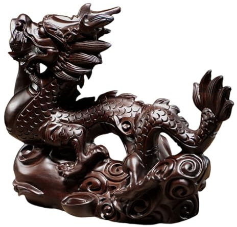Cabilock Holz Drachen Statue Drachenskulptur Dekor Tisch Ornament Figur Chinesische Handwerk Geschenk Für Schreibtisch Zimmer