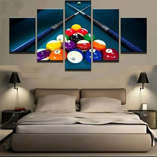 SHENGXINA Leinwandbilder XXL Wohnzimmer Bilder Groß Bild auf Leinwand 5 Teilig Snooker Pool & Billard Kugeln Sport Wandbilder Schlafzimmer Wandbilder KüChe Wanddekoration Wohnzimmer