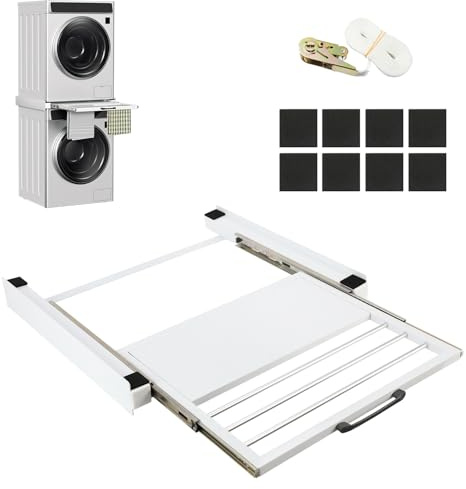 Jaxguom Lot de 2 cadres intermédiaires pour sèche-linge et machine à laver, kit intermédiaire avec tiroir pour machine à laver et sèche-linge | Kit de montage intermédiaire pour buanderie | Convient