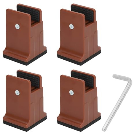 Tomotato 4 Piezas Elevadores para Muebles Ajustables, Elevadores de Cama de Goma Pesados con Abrazadera de Tornillo Ajustable para Cama, Silla, Mesa, Sofá, Escritorio (Marrón)