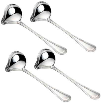 FONDOTIN 4pièces Cuillère à Sauce Petite Et Louche à Soupe Acier Inoxydable Avec Bec Verseur Pour Cuisine Et Service