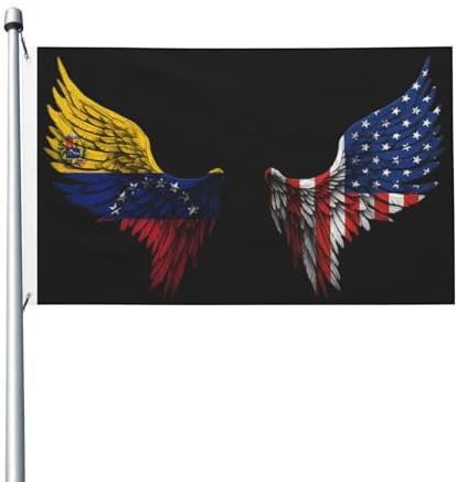 Bandera de Venezuela y Estados Unidos de lujo y duradera de 90 x 150 cm