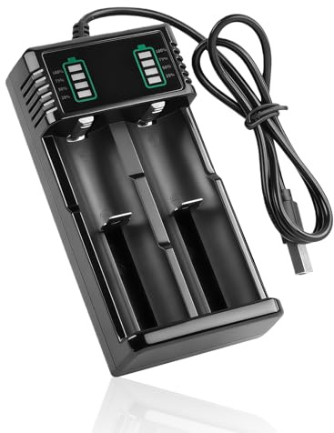 Caricabatterie agli Ioni di Litio a 2 Slot, LCD Caricabatterie Ricarica Rapida compatibile con una varietà di batterie agli ioni di litio da 3,7 V, 18500 14500 21700 26650 18650 26700