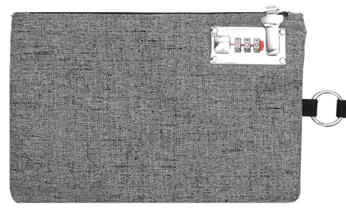VOSSOT Geldbeutel mit Schloss 25x17cm Banktasche Zahlenschloss Geldtasche Zahlencode Abschließbare Brieftasche Wasserdicht Schnittfest von Bargeld Reisepässen Bankkarten Dokumenten Anderen Wertsachen