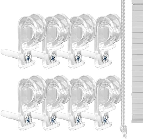 Clip per tende a pacchetto POM 5 x 1,5 x 2,1 cm, trasparente, porta catena di sicurezza trasparente con gancio di fissaggio per tapparelle, anello per cordini e tendicatena per bambini