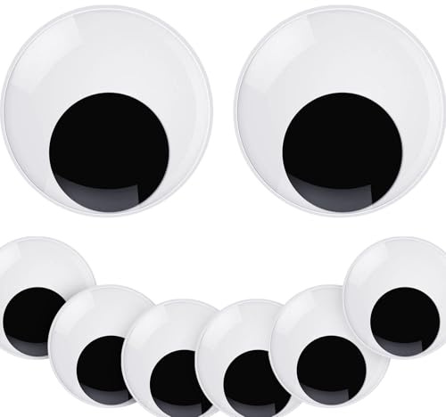 Yootiko 20 stycken självhäftande vickelögon stora 50 mm, plast kullerögon för dockor, djur och pysselprojekt, Googly Eyes för gör-det-själv-hantverk och dekoration