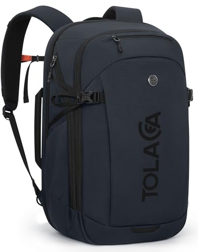 Tolaccea Reseryggsäck 32 L, affärsryggsäck med 15,6 tums stötsäker EVA-laptopväska, handbagage, ryggsäck för flygplan, våtfack, YKK-dragkedja, vattenavvisande och stöldsäker, Midnattblå, 32L, Affärer