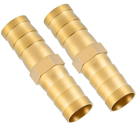 Nikovoke 2Pièces Raccord Droit à Barbes en Laiton pour Tuyau, Raccord d'Union pour Tuyau pour Air Gaz Eau Carburant - 6mm 8mm 10mm 12mm 14mm 16mm