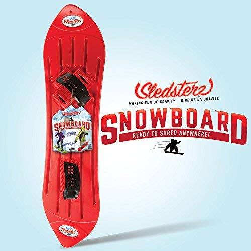 Geospace Sledsterz Snowboard für Anfänger, für Winterspaß auf Schnee, mit verstellbaren Step-in-Bindungen, für Kinder zwischen 4 und 12 Jahren (rot)