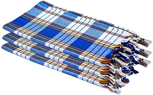 Carenesse Panno Hammam blu a quadretti Set di 3, 80 x 175 cm, 100% cotone, Asciugamano da bagno turco, Asciugamano da viaggio, Asciugamano sportivo, Peshtemal, Asciugamano turco, Fouta