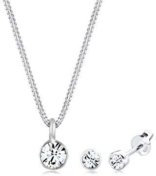 Elli Schmuckset Damen Elegant mit Kristallen aus 925 Sterling Silber