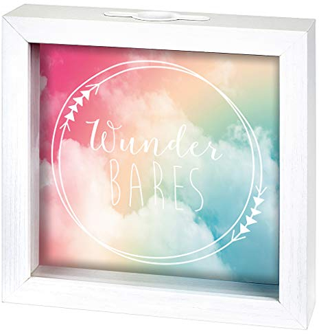 moses 63139 Happy me Spardose-Wunderbares | Bilderrahmen mit Sparschwein-Funktion | Geldgeschenk zur Hochzeit, bunt, Uni