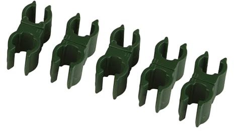 Windhager Stabverbinder-Clip 360°, Multifunktionsclip, Pflanzstabbefestigung, Stabverbindung für Pflanzen, Clip für Pflanzen Sicherung, 16mm, 5 Stück, grün