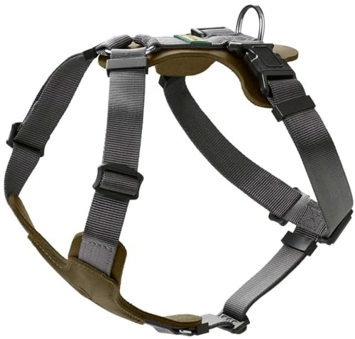 HUNTER Aalborg Mixed Hundegeschirr, Rindsleder/Nylon, Oliv/grau, Größe M | Rindsleder/Nylon, 5-fach verstellbar, mit Kunststoffschnallen, Made in Germany, Farbe: Oliv/Grau, Größe: M