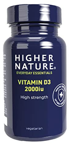 Higher Nature - High Strength - Vitamin D3 2000iu - Immune System Support - Bone & Muscle Support - Vegetarian Friendly - 120 Capsules