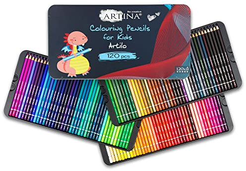 Artina Artilo XXL Kinder Buntstifte Set 120er Holzstifte - FSC Stifte Set Malstifte bruchsicher, viele bunte Stifte für Kinder zum Ausmalen und Malen in der Schule