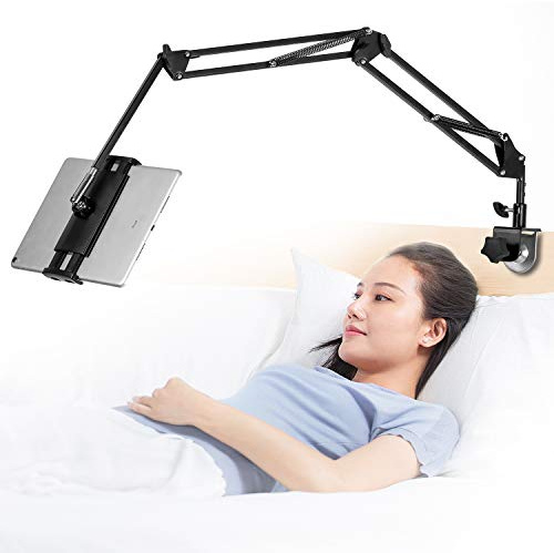 Tablet Stand Adjustable,Foldable Arm Stand for Bed,Aluminum Universal Flexible Tablet Holder with 360 Degree Rotation Compatible with iPad/iPhoneX/iPad Pro/N-Switch,or Other 4.5~12.9 Inches Devices