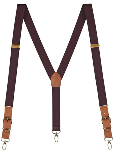 Buyless Fashion Leder-Hosenträger für Herren - 48 elastische verstellbare Träger 1 - Y-Rücken mit Metallhaken - 5139-Brown