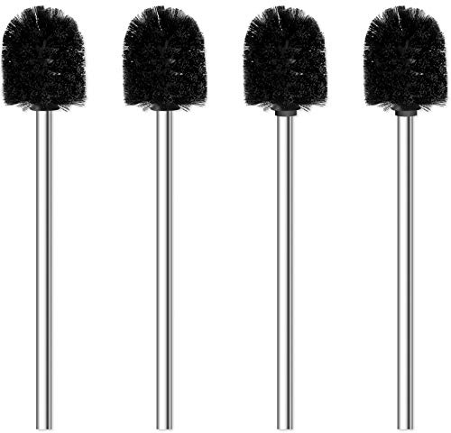 Top-spring WC-Bürste, Ø 7,5cm, WC-Bürsten mit Edelstahlgriff, 4 Stück, Stehende Edelstahl-WC-Bürsten für Badezimmer, Toilette, Ergonomisch, Elegant, Langlebig (Schwarz)