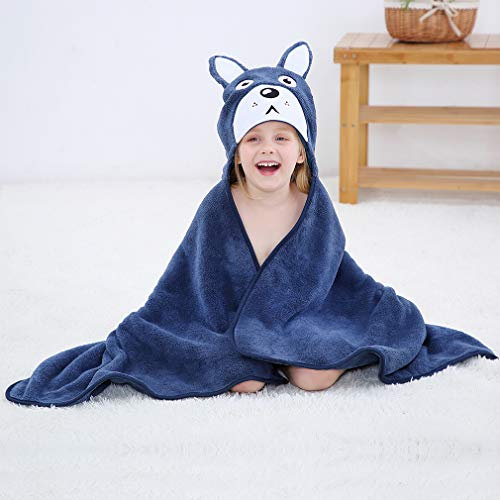 Kapuzen-Handtuch für Kinder | niedliches Tier-Design | Strand- oder Badetuch | Ultra weich und extra groß | Premium Badetuch mit Kapuze für Mädchen und Jungen | 70 x 120 cm (Eichhörnchen)