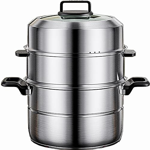 Vapor/olla de sopa 304 acero inoxidable espesado vaporizador de vaporizador de vapor de vaporero cocina industrial de inducción cocina de gas (Size : 30cm)