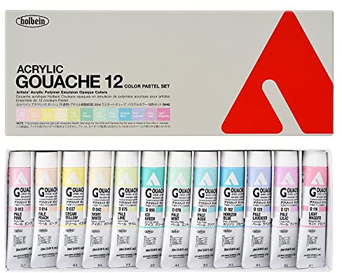 Holbein : Acrylic Gouache : 20ml : Pastel : Set of 12