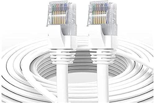 Elfcam® - Câble Réseau Ethernet RJ45 Cat7 15m, LAN/WLAN Paire Torsadée Blindée SFTP 100% Cuivre, Rond, Blanc