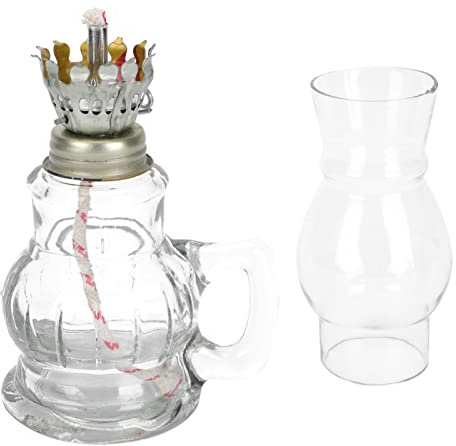DOITOOL Öllampen aus Glas für Den Innenbereich Vintage Petroleumlampen für Den Innenbereich Kleine Klare Glaskammer-Öllampen Laternen (18 X 8 X 6Cm)