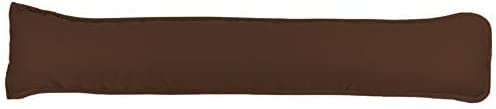 Boudin de porte en tissu uni teinté avec housse amovible en polycoton 92 x 20 cm – Chocolat