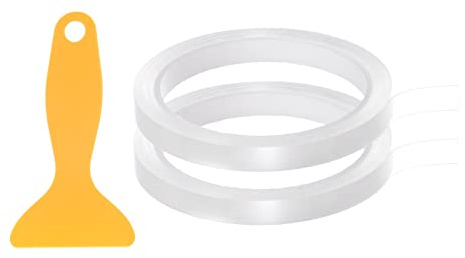 sourcing map 2pcs Caulk Strip Tape Clear 0.4x16Ft Waterproof Sealing Tape with Sealing Tool for Kitchen Cooktop Sink Bathtub Shower Toilet