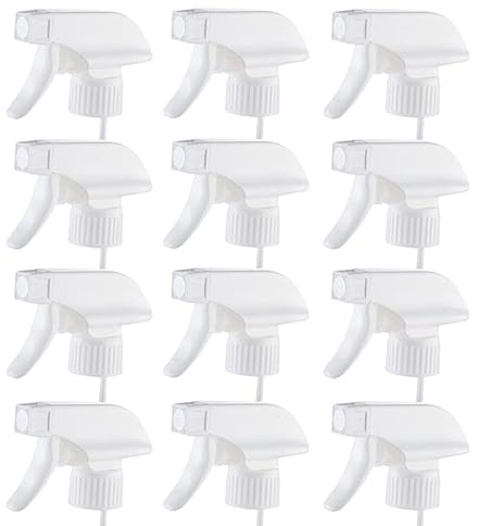 ciciTree 12pieces Heavy Duty Chemical Resistant Trigger Sprayer Spray Bottle Nozzle Head White