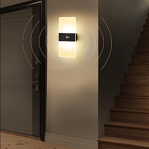 SURPALIG Wandleuchte Innen mit Bewegungsmelder 4000mAh Akku Wandleuchte Ohne Stromanschluss und Kabellose Wandlampe mit Schalter für Treppenbeleuchtung (Sensorik, 1)