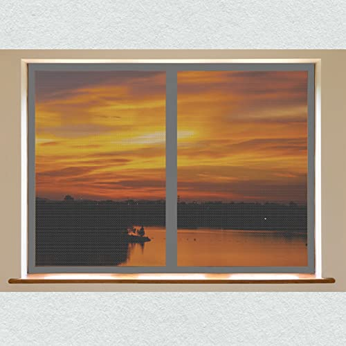 Insektenschutztür Fliegenschutz 130 x 115 cm Fenster Mückengitter Kein Stanzen Erforderlich Easy Install Magnet Fliegengitter Für Alle Universalfenster, Grau
