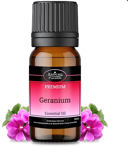 Geranium Essential Oil, Therapeutic Grade, 100% Pure Natural Essential Oils for Diffusers for Home, Aromatherapy Oils Essential Oils Relax, Skin & Hair Care, Improved Mood - Vegan & UK Made, 10ML