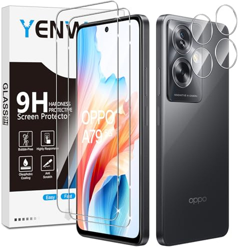 Yenwen Vetro Temperato Compatibile con OPPO A79 5G, 2 Pezzi Vetro Temperato Pellicola Protettiva + 2 Pezzi Pellicola Fotocamera, Antigraffio, Durezza 9H, Senza Bolle