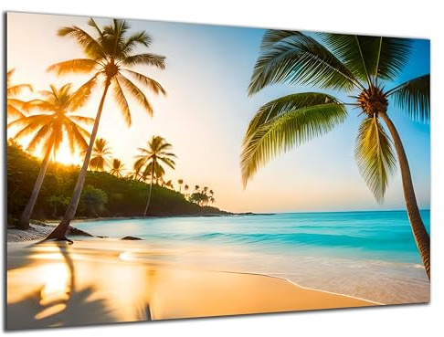 DARO Design - Wand-Bild 6mm HDF 30x20 cm Palmen-Strand - Wand-Deko Bilder Wohnzimmer